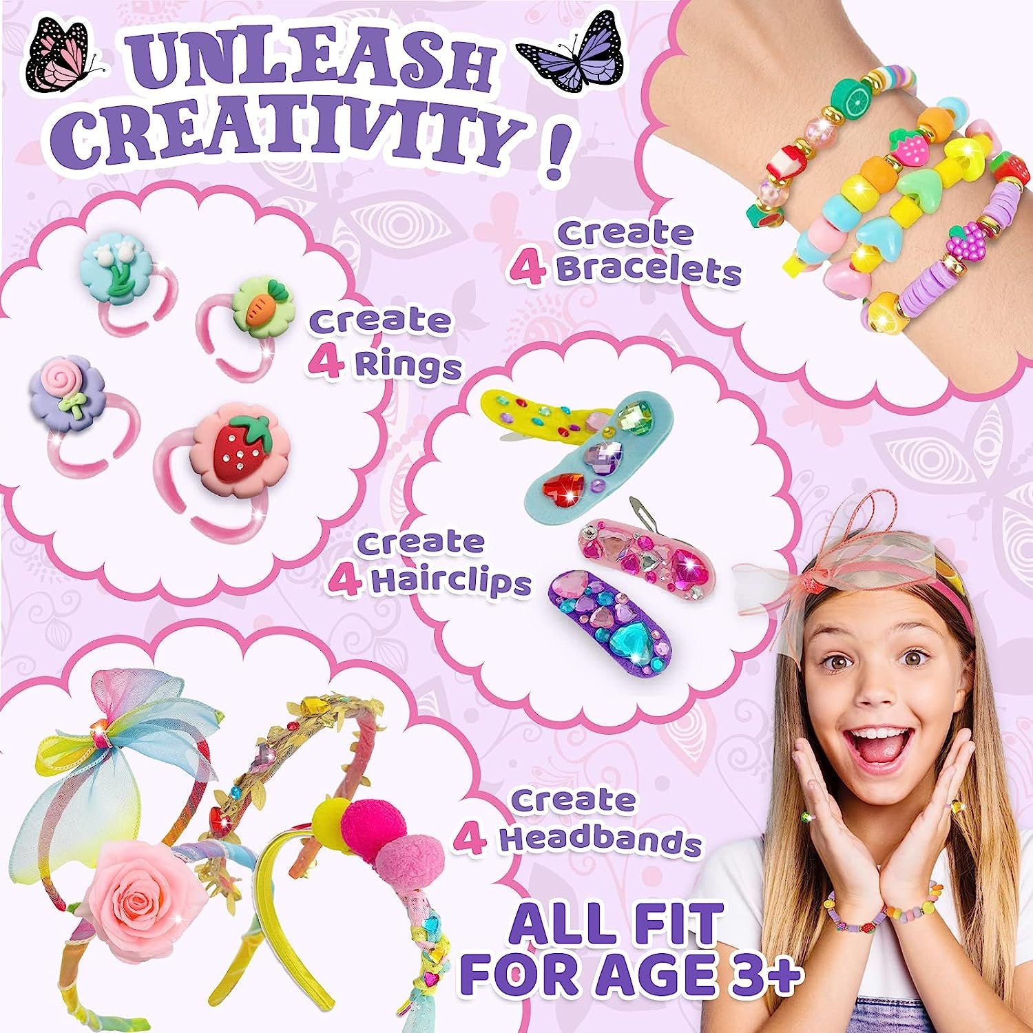 DIY 12 Headband Kit Educational Toys for Girls to Create Unique Hair Accessories Great Girl Gift and Craft for Girls