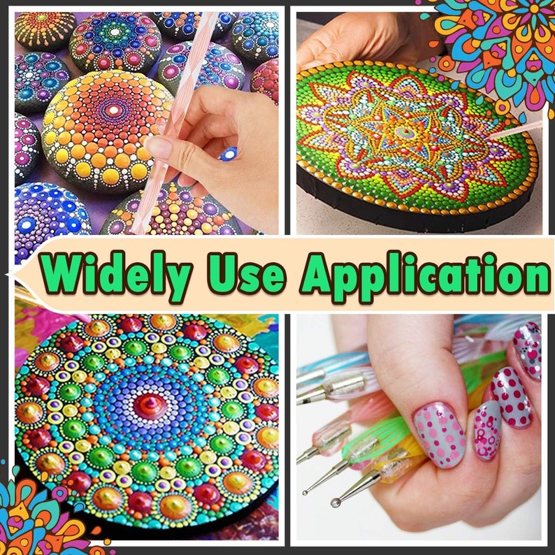 Fycooler Kit Peinture Mandala 41 Pièces – Pochoirs, Outils De Pointage, Pinceaux Et Plateaux – Pour Galets, Toile Ou Roches – DIY Et Artisanat