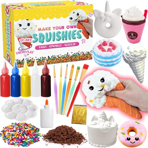 Paint Your Own Squishies Kit Sensory Toys Squishy Painting Kit Stress  Relief Squishies for Girl Kids Age 4 6 8 10 Slow Rising Squeeze 