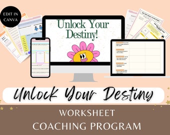 Self-Growth Worksheet: 8 Prompts, Coaching Template (Canva Template)