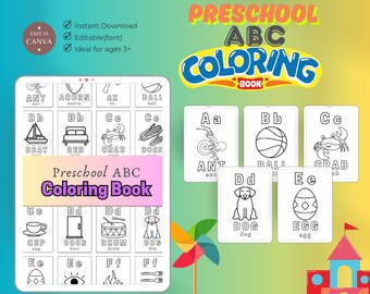 ABC Coloring Book: 78-Page A-Z Letter Practice (Canva Template & Printable PDF)