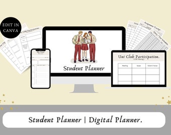 Digital Student Planner: College Organizer with Canva Templates (Printable)