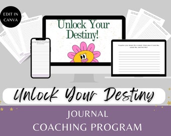Self-Growth Journal: 30 Prompts, Coaching Template (Canva Template)