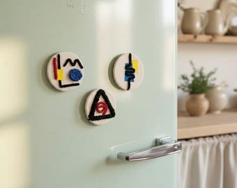 Abstract Magnet Set | Miniature Textile Art, Set of 3 | Gift for Valentines