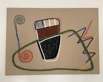 Journey Fish Fiber Art: Hand Woven Modern Wall Tapestry (20x28 inch)