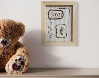 Personalized Yarn Art Footprint Frame | Boho Nursery Decor