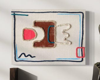 Hand Woven Wall Hanging: Abstract Crochet Yarn Art (11,5 x 15,5 inch)