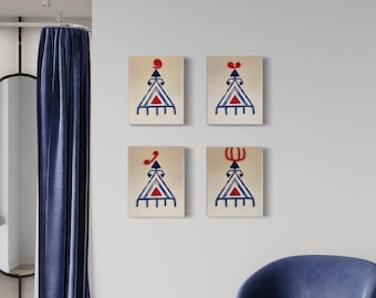 Elibelinde Fiber Wall Art Set : Block Printed Textile Decor (8x10 inches / each )