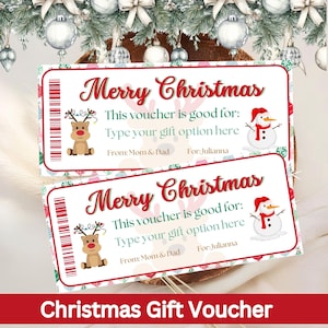 Editable Christmas Voucher | Printable Gift Certificate Template | Instant Download Christmas Coupon