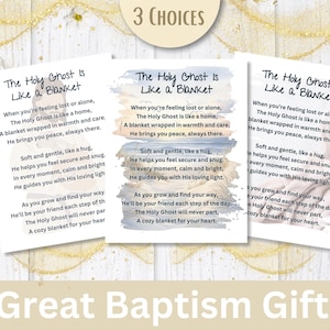 Baptism Gifts Printable The Holy Ghost is Like Blanket Poem Boy Baptism Keepsake Girls Baptism LDS Baptism Gift Christianity Baptism Gift