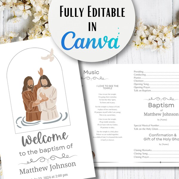 LDS Baptism Program, Editable LDS Baptism, Lds Girl Baptism Program, Lds Boy Baptism Program, Instant Download