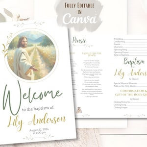LDS Baptism Program Editable Template – Printable LDS Girl & Boy Baptism Canva Program for Celebration