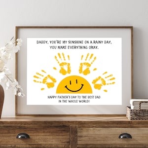 Impressão de mão de sol para o dia dos pais, presente para o pai das crianças, arte para o dia dos pais, artesanato para o jardim de infância, presente de aniversário para o pai, impressão de mão de sol para o pai