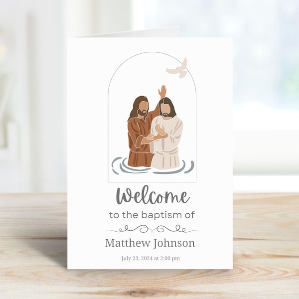 LDS Baptism Program Template, LDS Boy or Girl Baptism Program, Editable Canva Template, Printable Folded Program, Instant Download