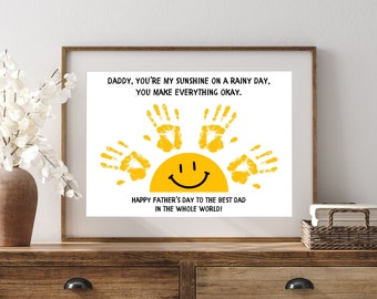 Father&#39;s Day Sunshine Handprint Art: Dad Birthday Gift (Digital Download)