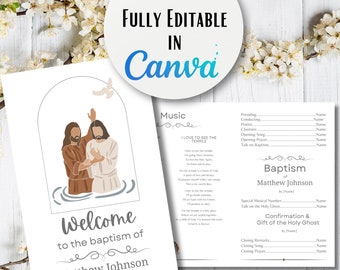 LDS Baptism Program, Editable LDS Baptism, Lds Girl Baptism Program, Lds Boy Baptism Program, Instant Download