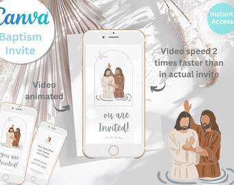 LDS Baptism Video Invitation | Editable Gender Neutral Canva Evite