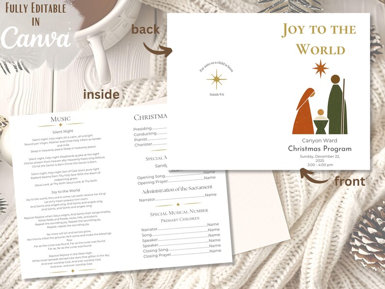 LDS Christmas Program | Editable Canva Sacrament Meeting Template - Etsy