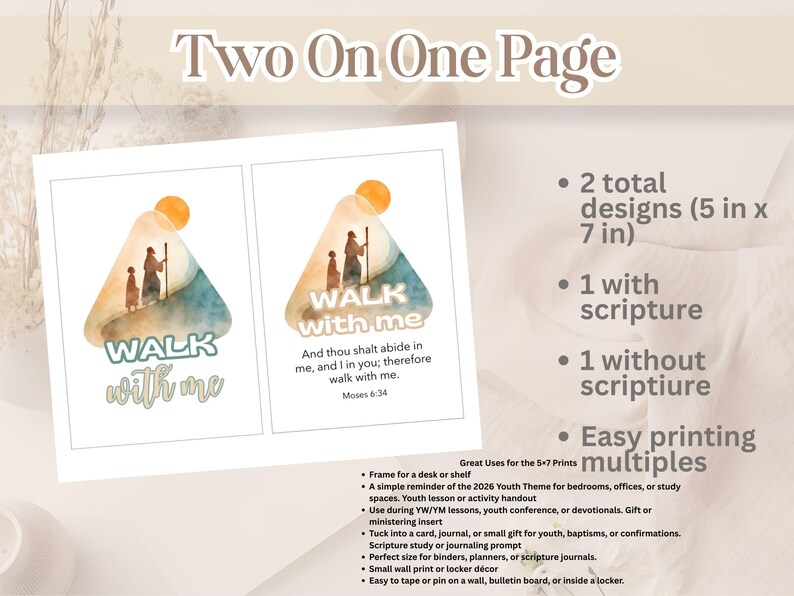 Walk With Me LDS Youth Theme 2026 Poster Bundle | Printable Jesus Christ Wall Art, Handouts & Phone Wallpaper | Digital Download image 6