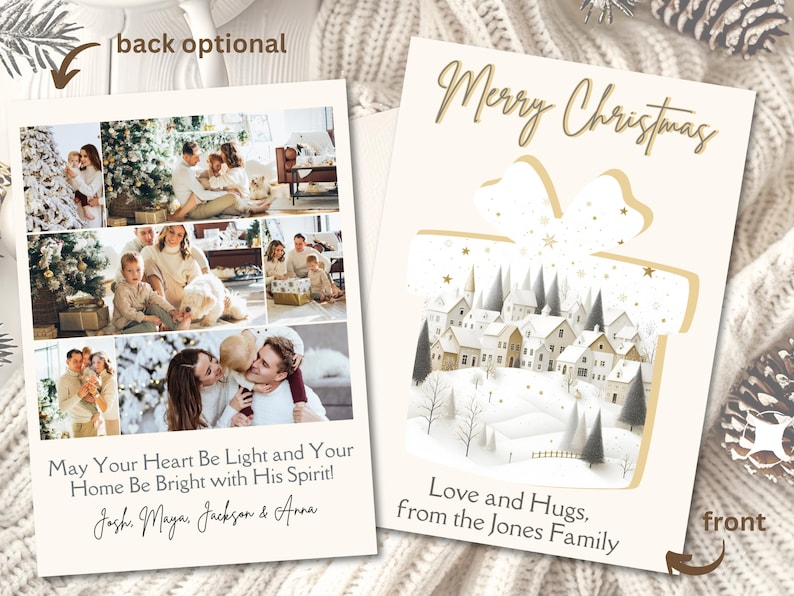 Editable Christmas Card Bundle | 5 Canva Templates | Printable Holiday ...
