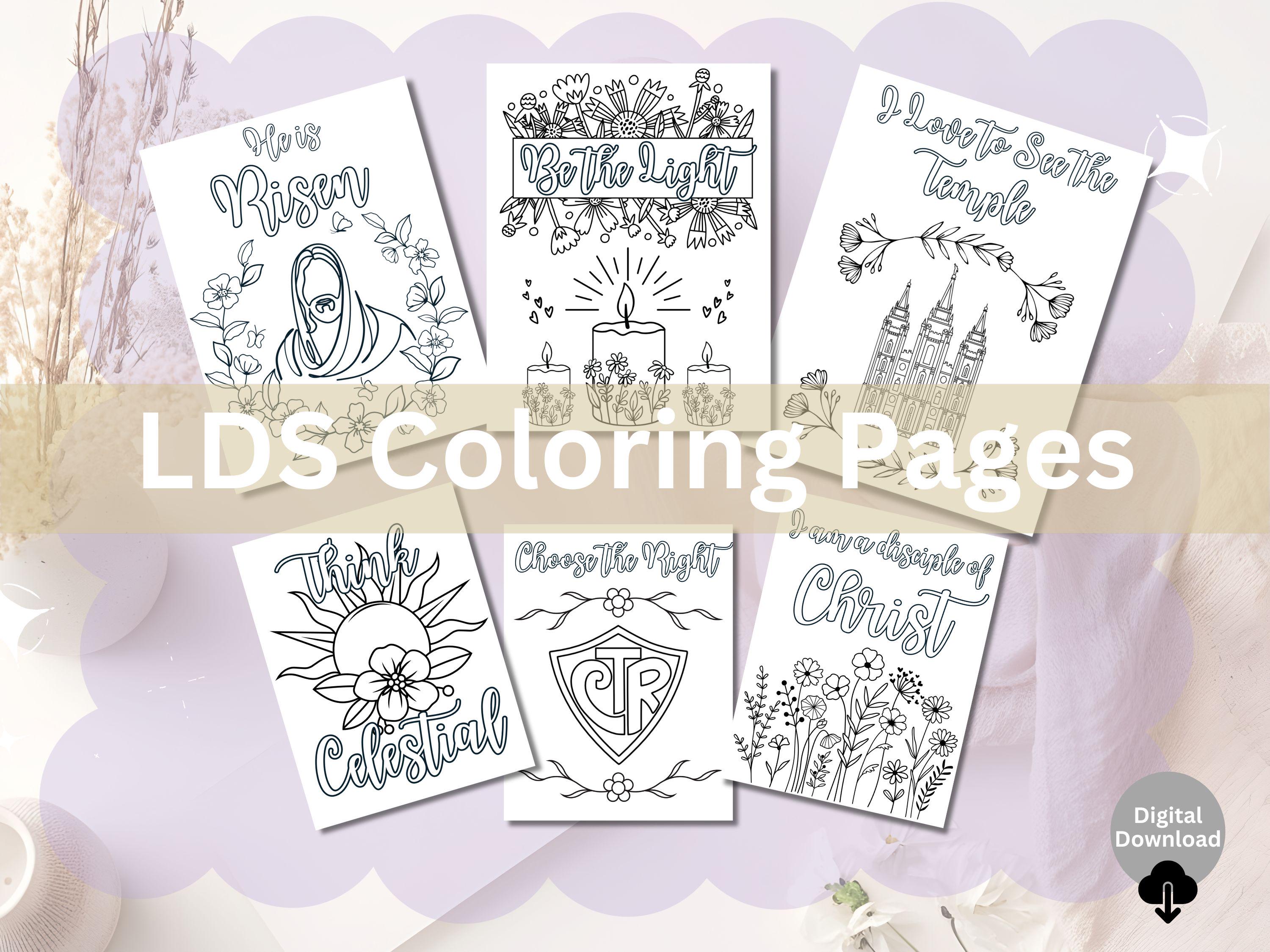 LDS Coloring Pages: Young Women &amp; Adults, Christian Activity (instant ...