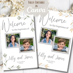 LDS Dual Baptism Program: Editable Canva Template (Digital Download)