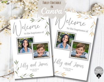 LDS Dual Baptism Program: Editable Canva Template (Digital Download)