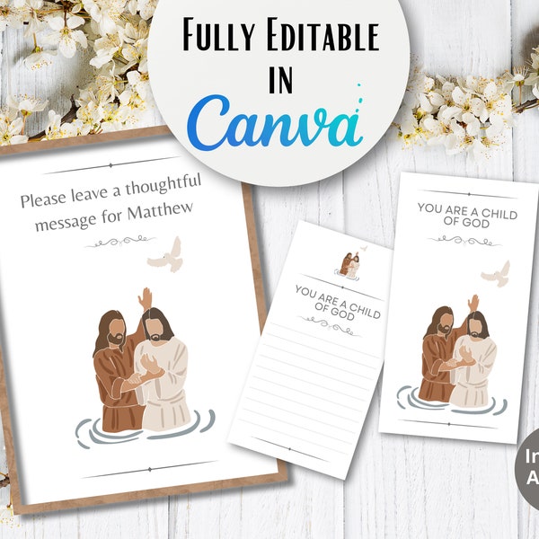 LDS Baptism Note Cards, Baptism Testimony Notes, Baptism Notes Printable and Editable