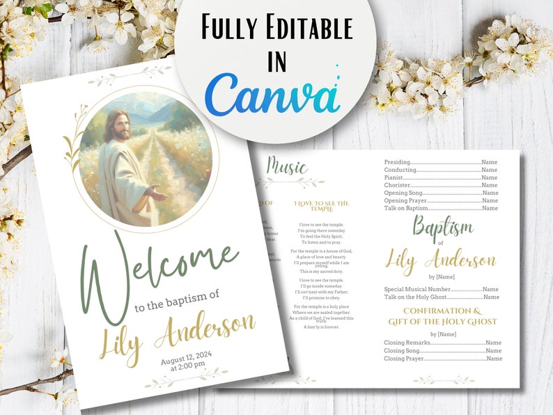 LDS Baptism Program Editable LDS Baptism LDS Girl Baptism Program Boy ...
