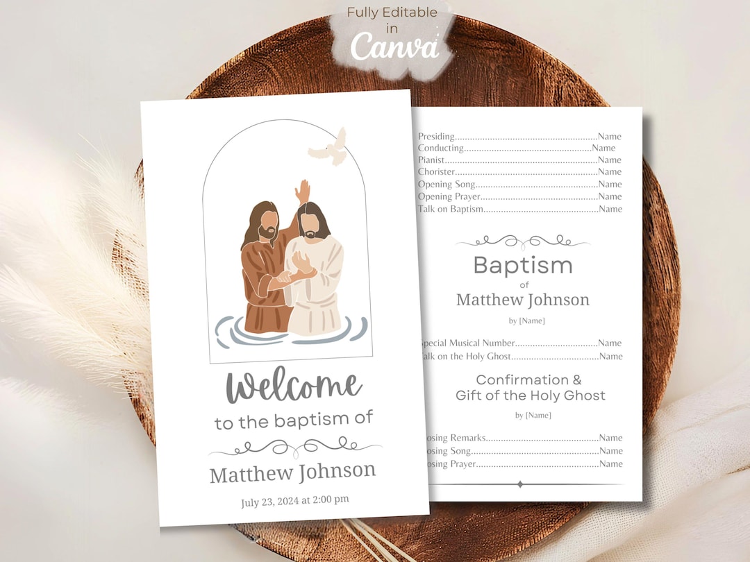 Editable LDS Baptism Program Template | Minimalist Boy & Girl Printable ...