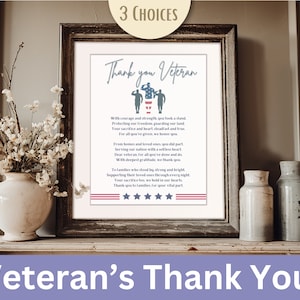 Veteran Thank You Printable, Veterans Day Appreciation Gift, Military Recognition Wall Art, Memorial Day Tribute, Printable Keepsake image 2