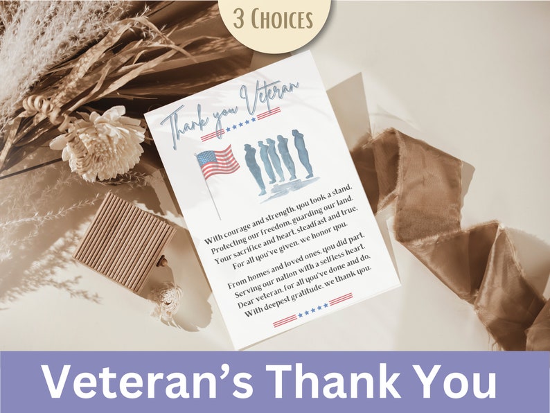 Veteran Thank You Printable, Veterans Day Appreciation Gift, Military Recognition Wall Art, Memorial Day Tribute, Printable Keepsake image 3