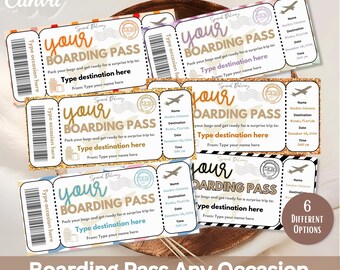 Editable Boarding Pass Template: Surprise Trip Ticket (Canva PDF Download)