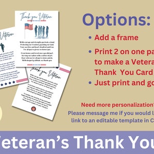 Veteran Thank You Printable, Veterans Day Appreciation Gift, Military Recognition Wall Art, Memorial Day Tribute, Printable Keepsake image 8