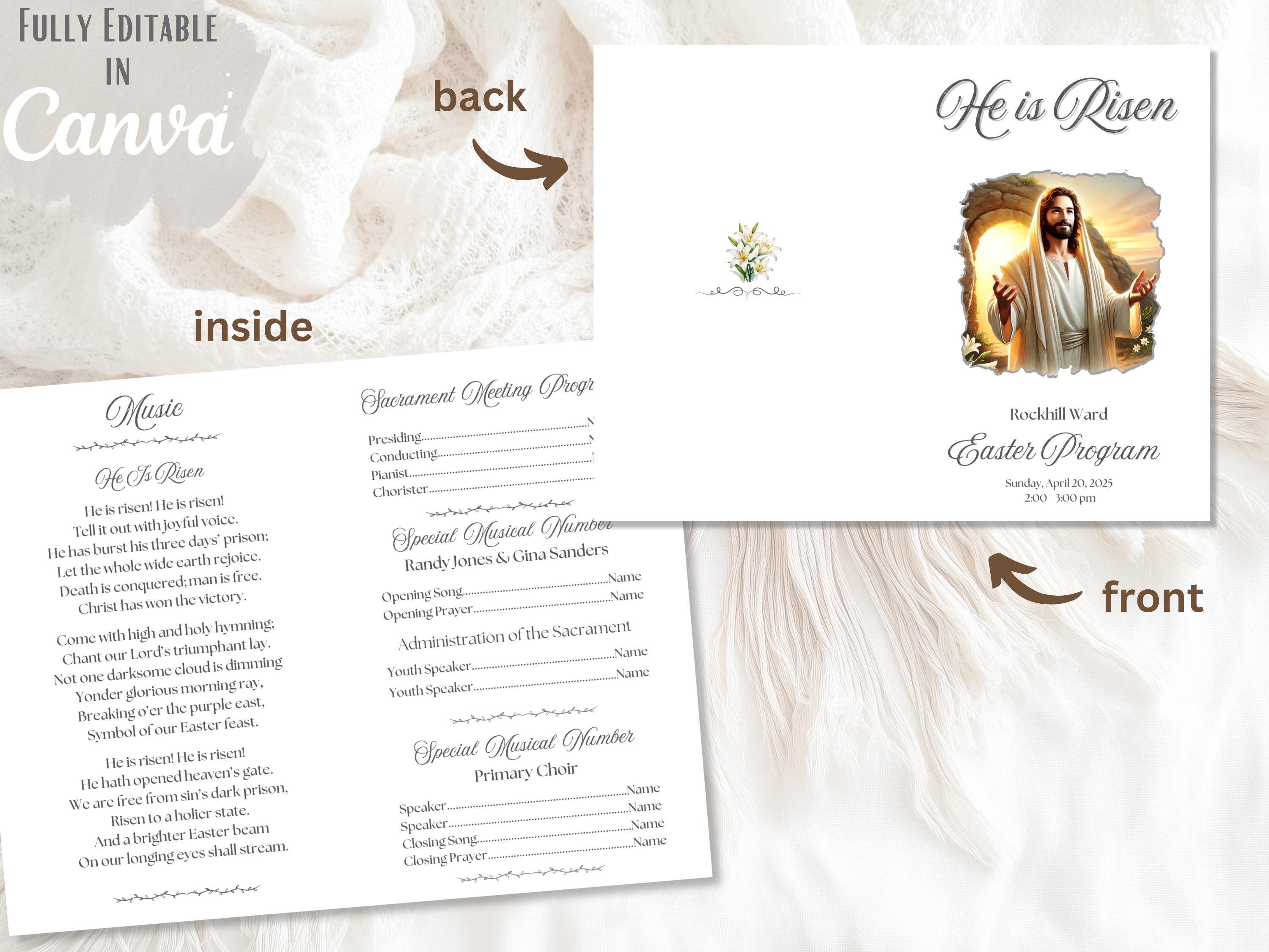 Resurrection Programs Template LDS Easter Sacrament Program Template With Jesus | Editable Church ...
