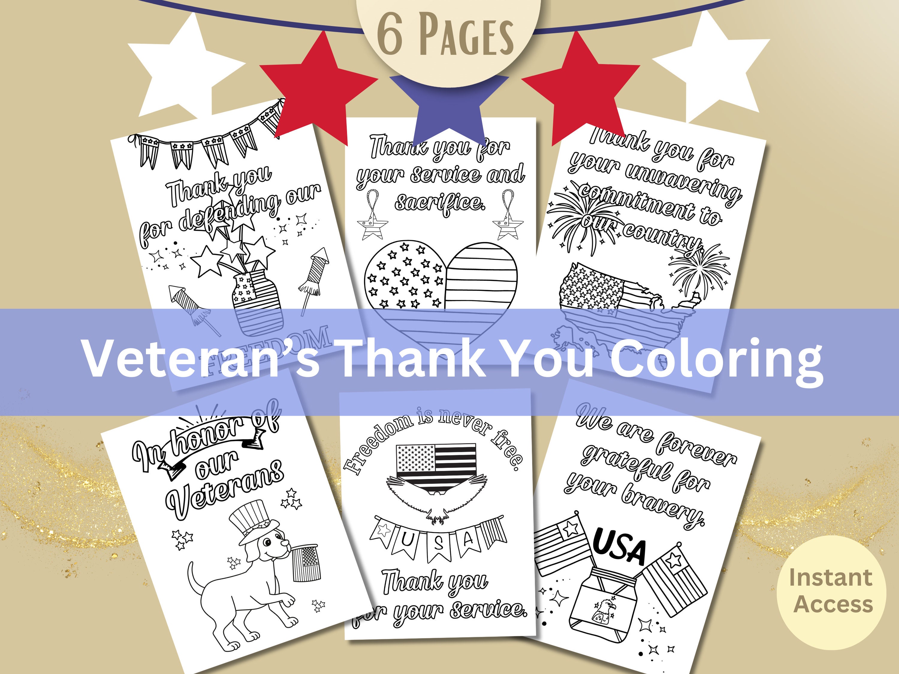Veterans Day Coloring Pages | Printable Thank You Cards for Kids - Etsy