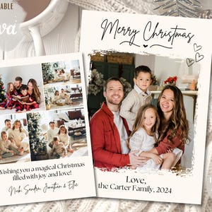 Modello di biglietto di Natale con foto Modello di biglietto di Natale con foto minimalista Modello di biglietto di auguri Canva Biglietto di Natale stampabile Modello di biglietto di Natale Boho con foto