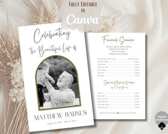 Plantilla de programa funerario SUD: Obituario editable para celebrar la vida (descarga digital)