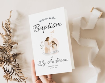 LDS Baptism Program Template Girl, Editable Canva Baptism Program, Baptism Invitation LDS, Printable Baptism Program, Modern Baptism Program