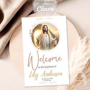 LDS洗礼式プログラムテンプレート – ニュートラルミニマリストCanva印刷可能