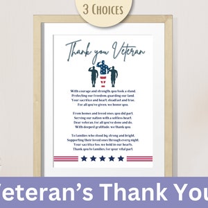 Veteran Thank You Printable, Veterans Day Appreciation Gift, Military Recognition Wall Art, Memorial Day Tribute, Printable Keepsake image 5