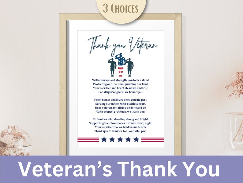 Veteran Thank You Printable, Veterans Day Appreciation Gift, Military Recognition Wall Art, Memorial Day Tribute, Printable Keepsake image 5