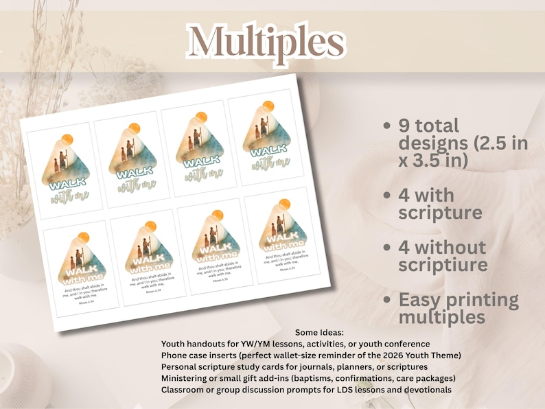 Walk With Me LDS Youth Theme 2026 Poster Bundle | Printable Jesus Christ Wall Art, Handouts & Phone Wallpaper | Digital Download image 7
