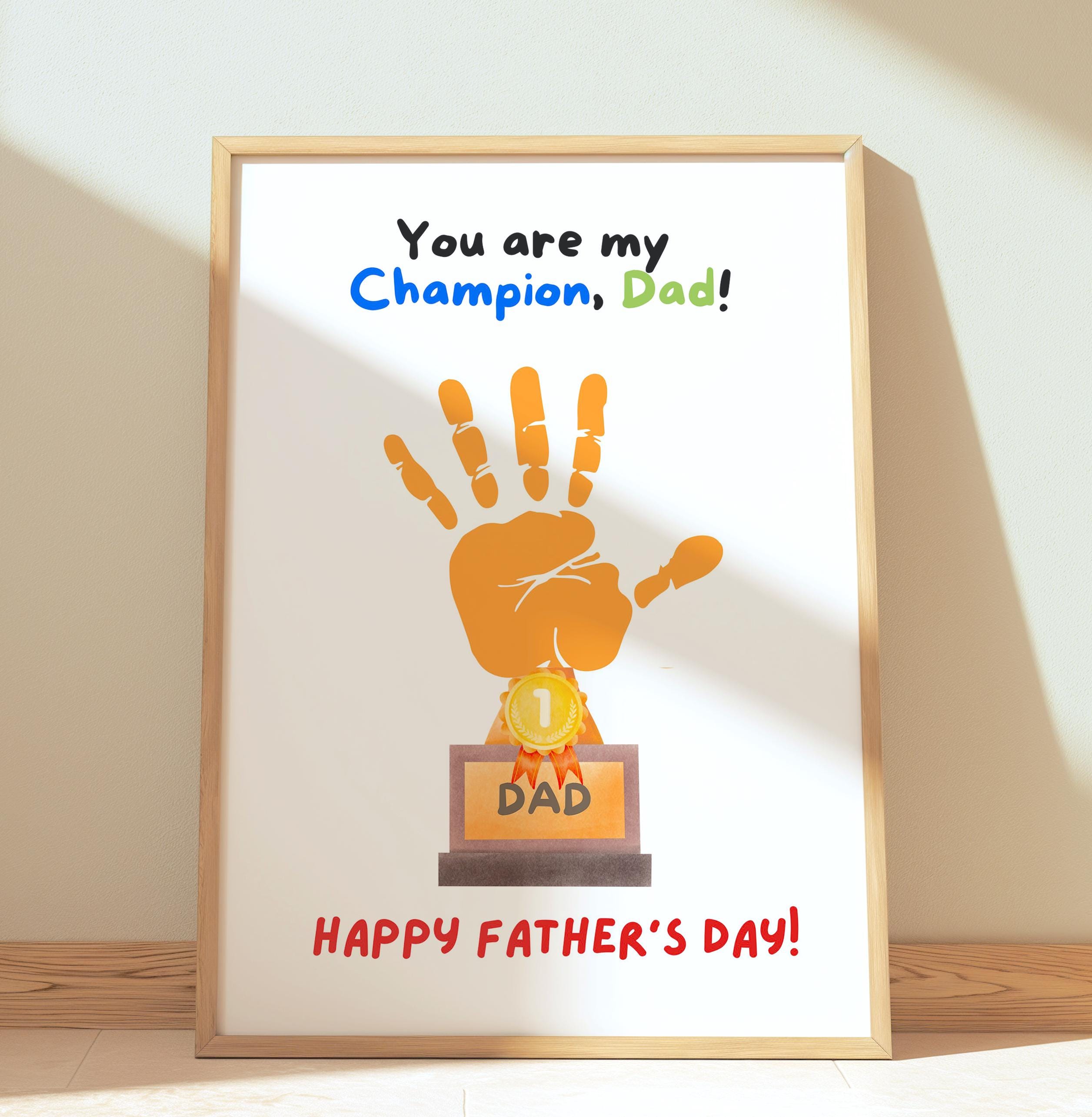 Trophy Handprint Art for Dad | Father's Day Gift From Kids | Printable ...