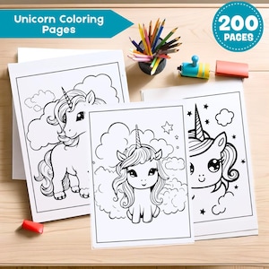 Unicorn Coloring Pages Printable | 200 Printable Unicorn Activity Sheets | Printable Coloring Pages| Unicorn Sheets| Homeschool Activities