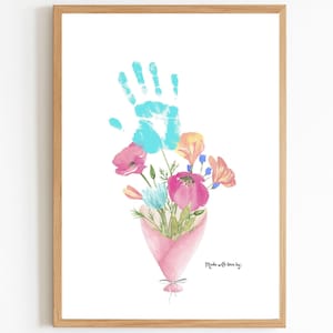 Muttertag Handabdruck Blumenstrauß | Druckbare Kinder Handabdruck Kunst für Mama | DIY Geschenk für Mama | Personalisierte Wandkunst | Digitaler Download