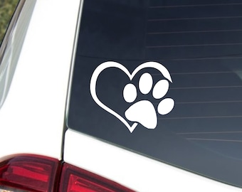 Paw print love pets decal vinyl sticker/ comes in different sizes and colors/ SAME DAY shipping