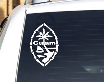 Guam Island Flag Crest Decal Vinyl Car Sticker - Different Colors and Sizes - For Windows, Cars, Laptops, Gifts, Bottles, Etc.