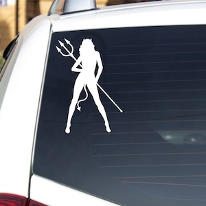 Devil Girl Sexy Decal Hot Vinyl Sticker - Different Colors and Sizes