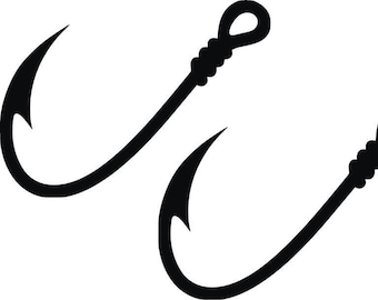Fishing Hook Decal Sticker Vinyl 2X Pack - Sporty - Fishing Sticker - Different Colors and Sizes